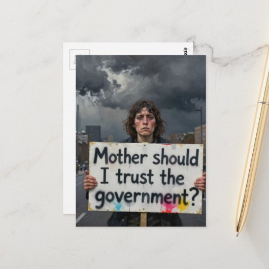 Mother should I trust the government? protest lady ポストカード (正面/裏面インサイチュ)