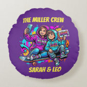 Mother Son Skater Purple Round Pillow ラウンドクッション (正面)