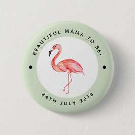 Mother to be Baby Shower Flamingo and Name 缶バッジ