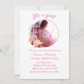 Mother-To-Be Round Photo Frameベビーガールシャワー 招待状 (正面)