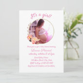 Mother-To-Be Round Photo Frameベビーガールシャワー 招待状 (スタンド正面)