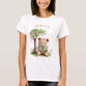 Mother to Be Teddy Bear Reading Under Tree Waterco Tシャツ (正面)