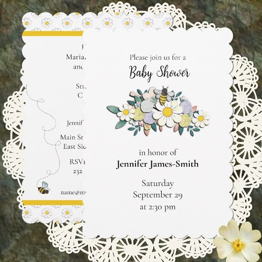 Mother-to-Bee Baby Shower Invitation White 招待状