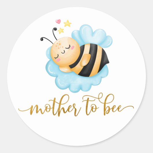 Mother To Bee Baby Shower Roundステッカー ラウンドシール (正面)