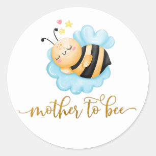 Mother To Bee Baby Shower Roundステッカー ラウンドシール