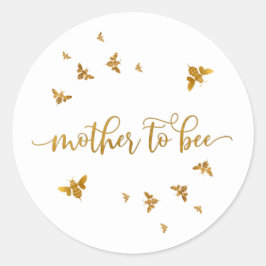 Mother To Bee Baby Shower Roundステッカー ラウンドシール