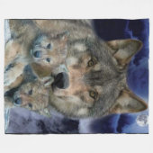 MOTHER WOLFと2匹のカブ フリースブランケット (正面(横))
