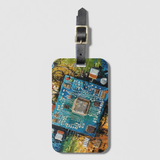 Motherboard - Abstract Computer Tech Art ラゲッジタグ (正面縦)