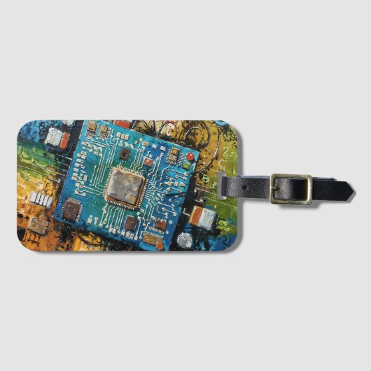 Motherboard - Abstract Computer Tech Art ラゲッジタグ (正面横)