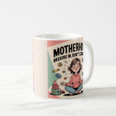 Motherhood Breathe In Calm Art コーヒーマグカップ (正面右)