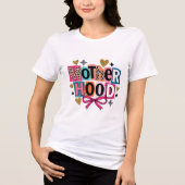 Motherhood Retro Ransom Note Pink Bow Leopard Mom  トライブレンドＴシャツ (正面)