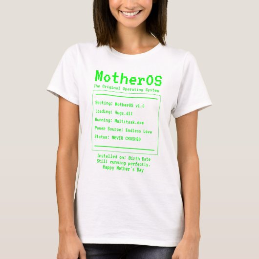 MotherOSレトロテック母の日デザイン Tシャツ (正面)
