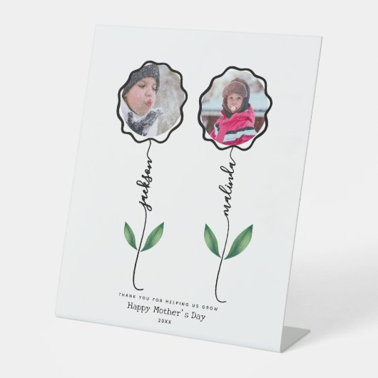 Mothers パーソナライズされた Garden子供からの写真ギフト 台座サイン (正面)