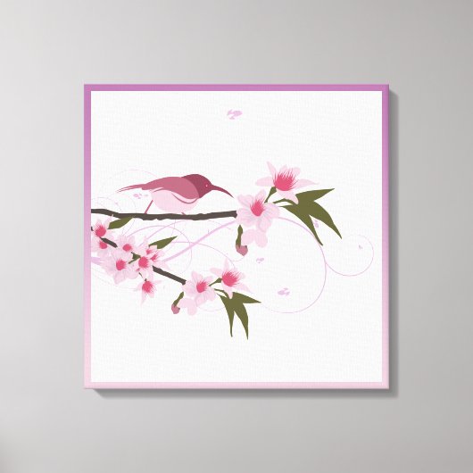 Mothers Day薄紫、ブルゴーニュ、ブルーの花 キャンバスプリント (正面)