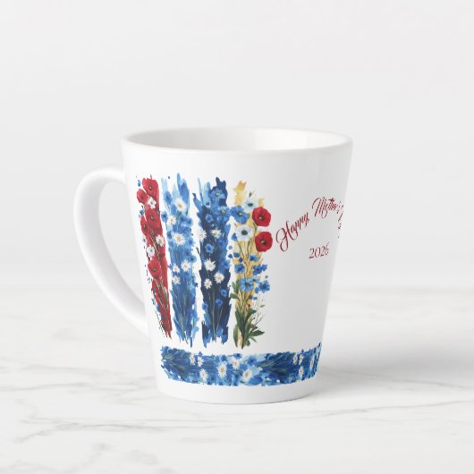 Mother's Day 2026 Brush Strokes Wildflowers Latte カフェラテマグ (左アングル)