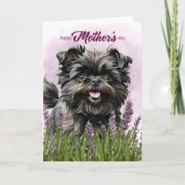 Mother's Day Affenpinscher Dog in Purple シーズンカード
