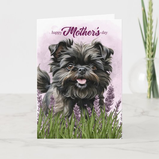 Mother's Day Affenpinscher Dog in Purple シーズンカード (正面)