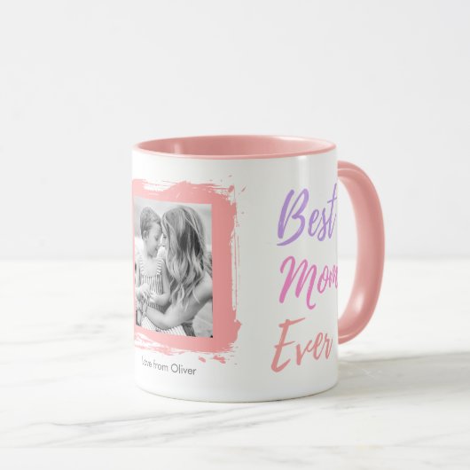 Mother's Day Best Mom Ever Photo Pink Personalized マグカップ (正面右)