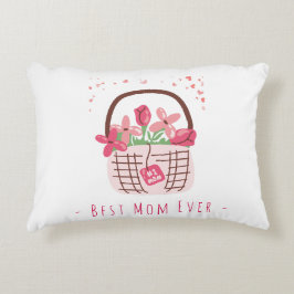Mother's Day,Best Mom Ever, with Beautiful Flower  アクセントクッション