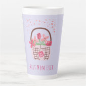 Mother's Day,Best Mom Ever, with Beautiful Flower カフェラテマグ (正面)