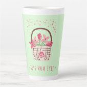 Mother's Day,Best Mom Ever, with Beautiful Flower カフェラテマグ (正面)