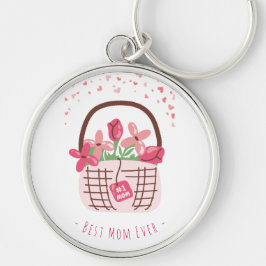 Mother's Day,Best Mom Ever, with Beautiful Flower  キーホルダー