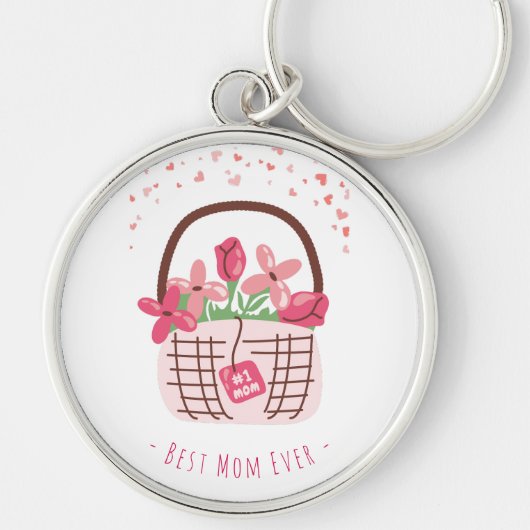 Mother's Day,Best Mom Ever, with Beautiful Flower  キーホルダー (正面)