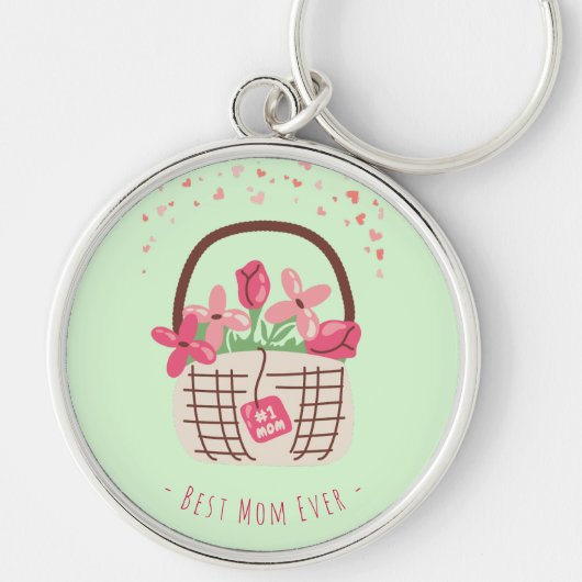 Mother's Day,Best Mom Ever, with Beautiful Flower キーホルダー (正面)