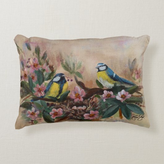 "Mothers Day Birds" Accent Pillow アクセントクッション (正面)