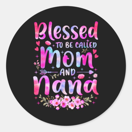 Mother's Day Blessed To Be Called Mom And Nana Flo ラウンドシール (正面)