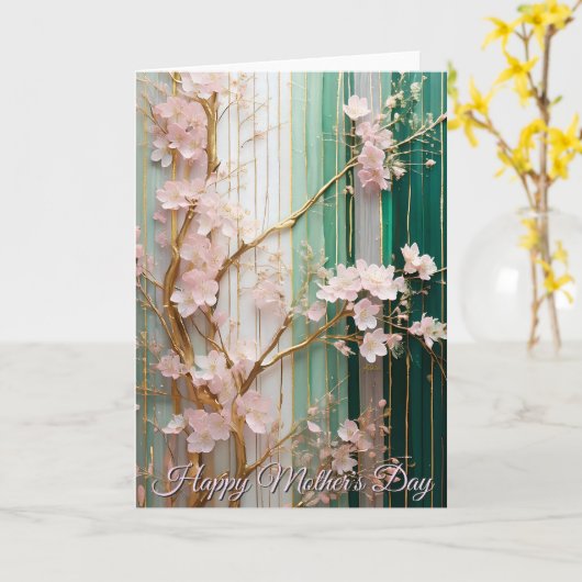  Mother's Day Blooming Cherry Blossoms Wall  カード (黄色い花)