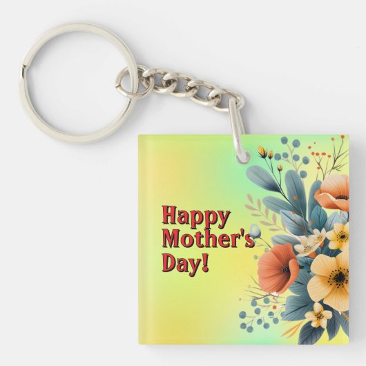 Mother's Day Boho Flowers Clipart-61983 Keychain キーホルダー (正面)