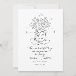 Mothers Day Botanical Line Art Card Floral Mom シーズンカード