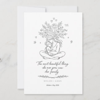 Mothers Day Botanical Line Art Card Floral Mom シーズンカード