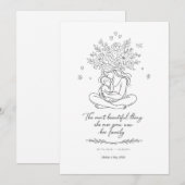 Mothers Day Botanical Line Art Card Floral Mom  シーズンカード (正面/裏面)