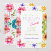 Mother's Day Bright Floral Brunch Invitation 招待状 (正面/裏面)
