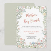 Mother's Day Brunch Invitation Floral 招待状 (正面/裏面)