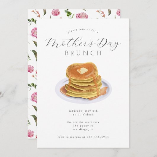Mother's Day Brunch | Pancakes 招待状 (正面/裏面)