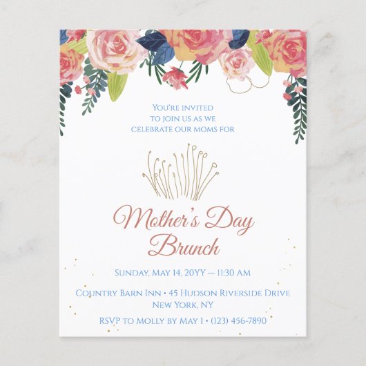 Mother's Day Brunch Party Invitation チラシ (正面)