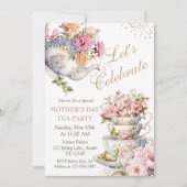 Mother's Day Brunch Tea Party Floral 招待状 (正面)