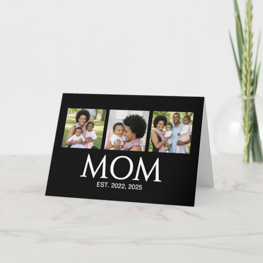 Mothers Day Caps Black 3 Photo Mom Established シーズンカード (正面)