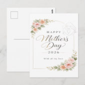 Mother's Day Card — Floral Frame "Happy Mother's D ポストカード (正面/裏面)