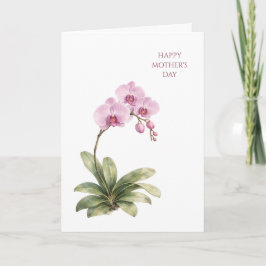 Mother's Day Card Watercolor Orchid Floral Elegant カード