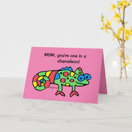 Mother's Day Chameleon Pink Card カード (黄色い花)
