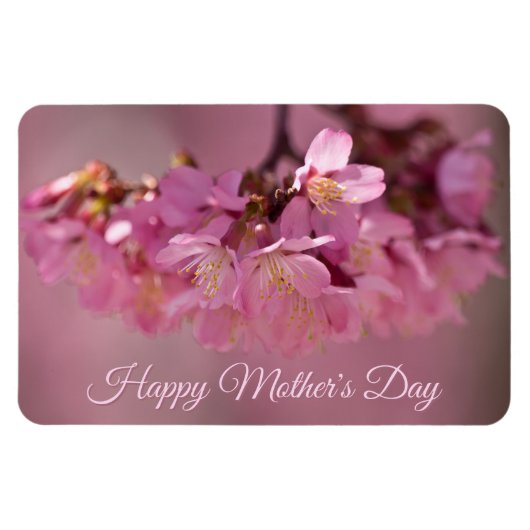 Mother's Day Cherry Blossoms Delicate Pink Bouquet マグネット (横)