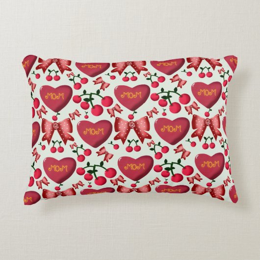 Mother's day cherry bow pattern gift  アクセントクッション (正面)