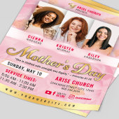 Mother's Day Church Service Pink Florals & Gold チラシ
