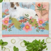 Mother's Day Collies and flowers キッチンタオル (折り畳み)