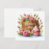 Mother's Day Cupcake and Roses  シーズンカード (正面/裏面)