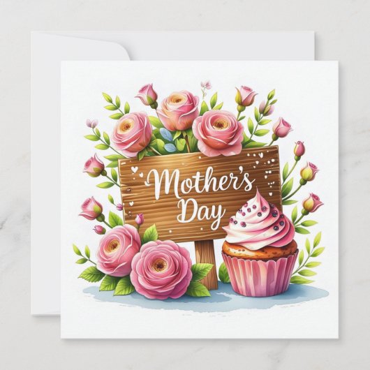 Mother's Day Cupcake and Roses  シーズンカード (正面)